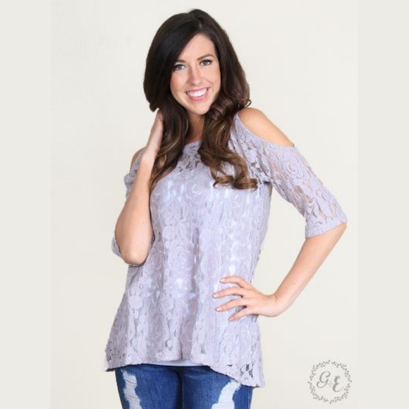 Cold Shoulder Lace Top - Picture 1 of 10
